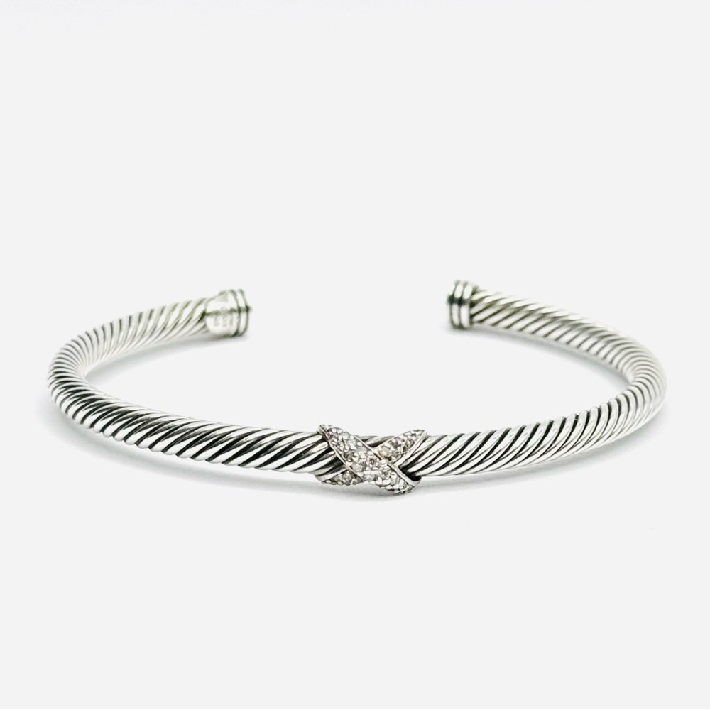 David Yurman Sterling Silver Diamond X Cable
Station Bracelet